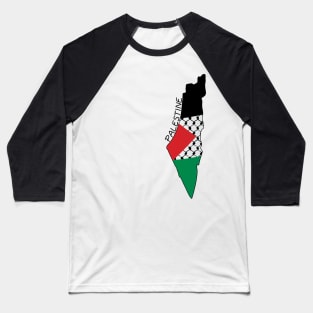 Palestine Flag Map Palestinian Kufiya Hatta Traditional Keffiyeh Pattern - BLK Baseball T-Shirt